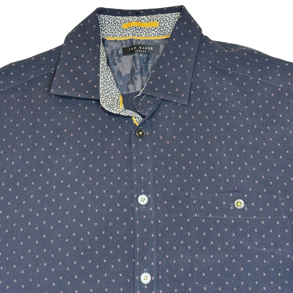 Ted Baker London Men's Button Down Shirt Sz 3 (M Standard) Preppy Tailored - Picture 2 of 7